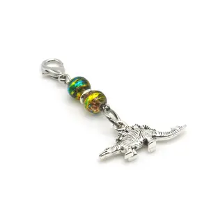 Dinosaur Charm Purse Charm Bag Charm Zipper Pull Keychain Handmade Dinosaur Gift