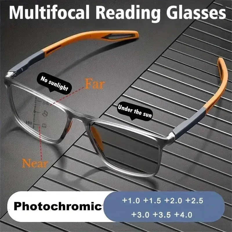 Photochromic Women's Sunglasses, Progressive Multifocal TR90 Sports Reading Glasses with Glare Anti Blue Light Lens, Photochromic Lens Women's Sunglasses, Glare Anti Blue Light Women's Sunglasses