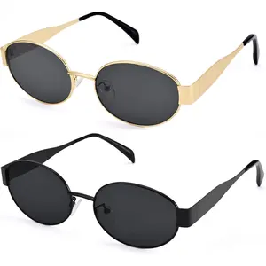 Retro Oval Sunglasses for Women Men - Trendy  Sun Glasses - Fashion Metal Frame Shades