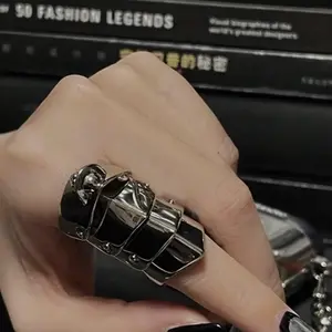 Punk Rock Couple Armour Ring Set, Multilayer Adjustable Saturn Shape Rings, Trendy and Fashionable for Couples