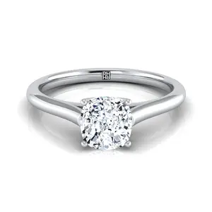 Cathedral Comfort Fit Solitaire Cushion Engagement Ring Setting in Platinum