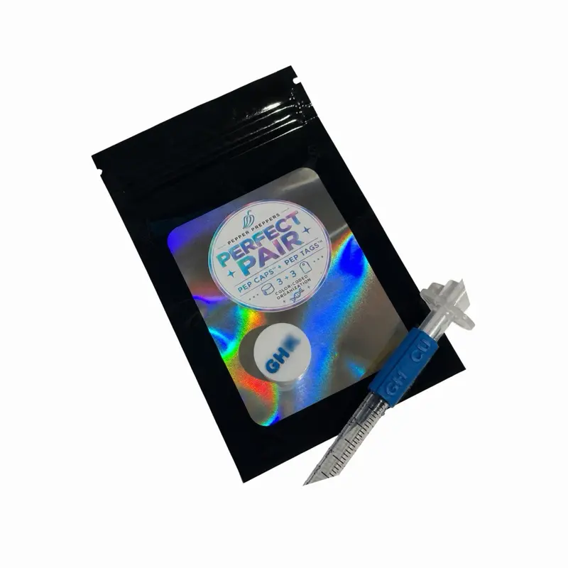 PERFECT PAIR PepCapsTM & PepTagsTM – 3mL Vial Identifier Covers & 1mL Pin Labels by PepperPreppersTM