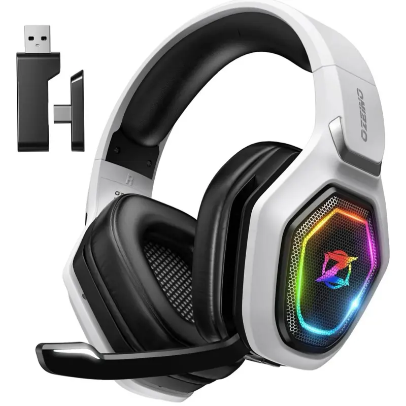 Wireless Gaming Headset 2.4GHz USB & Type-C Low Latency Gaming Headphones with Microphone for PC, PS5, PS4, Mobile, Switch