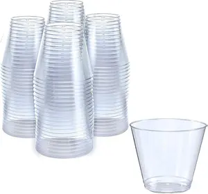 Small Clear Plastic Cups - 5 oz. 200 Pack - Hard Disposable Cup - Wine and Plastic Cocktail Glasses - Drinking and Party Punch Cups and Bulk Wedding Tumblers