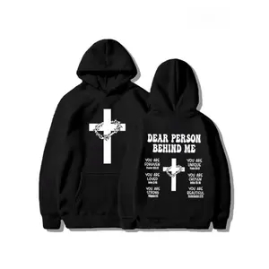 Christian Hoodie with Bible Verse, Inspirational Sports Sweatshirt, Faith Cross Graphic Pullover Hoodie, Casual Fall & Winter Wear