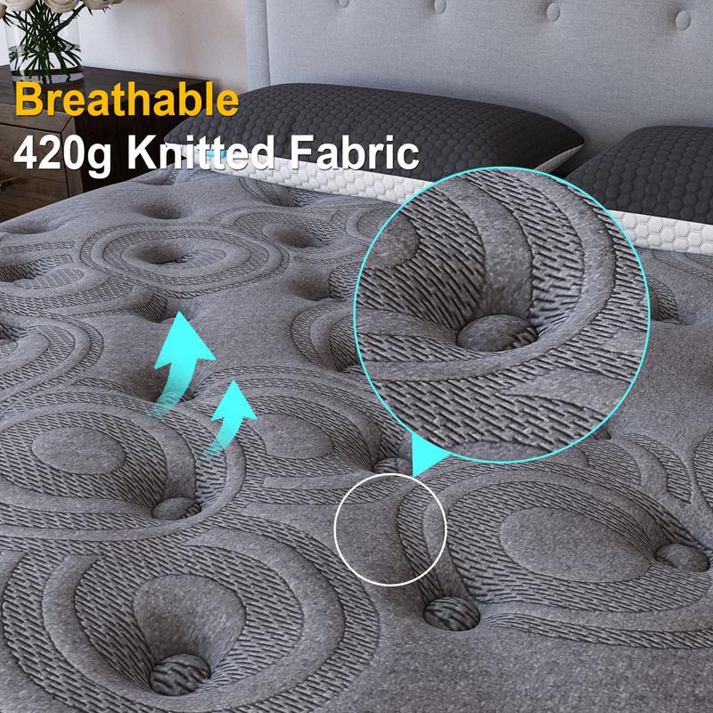 9 /12/14 Inch Cool Gel Memory Foam Mattress Twin Full Queen King Bed Breathable Hybrid Spring Mattress  In A Box Medium Firm