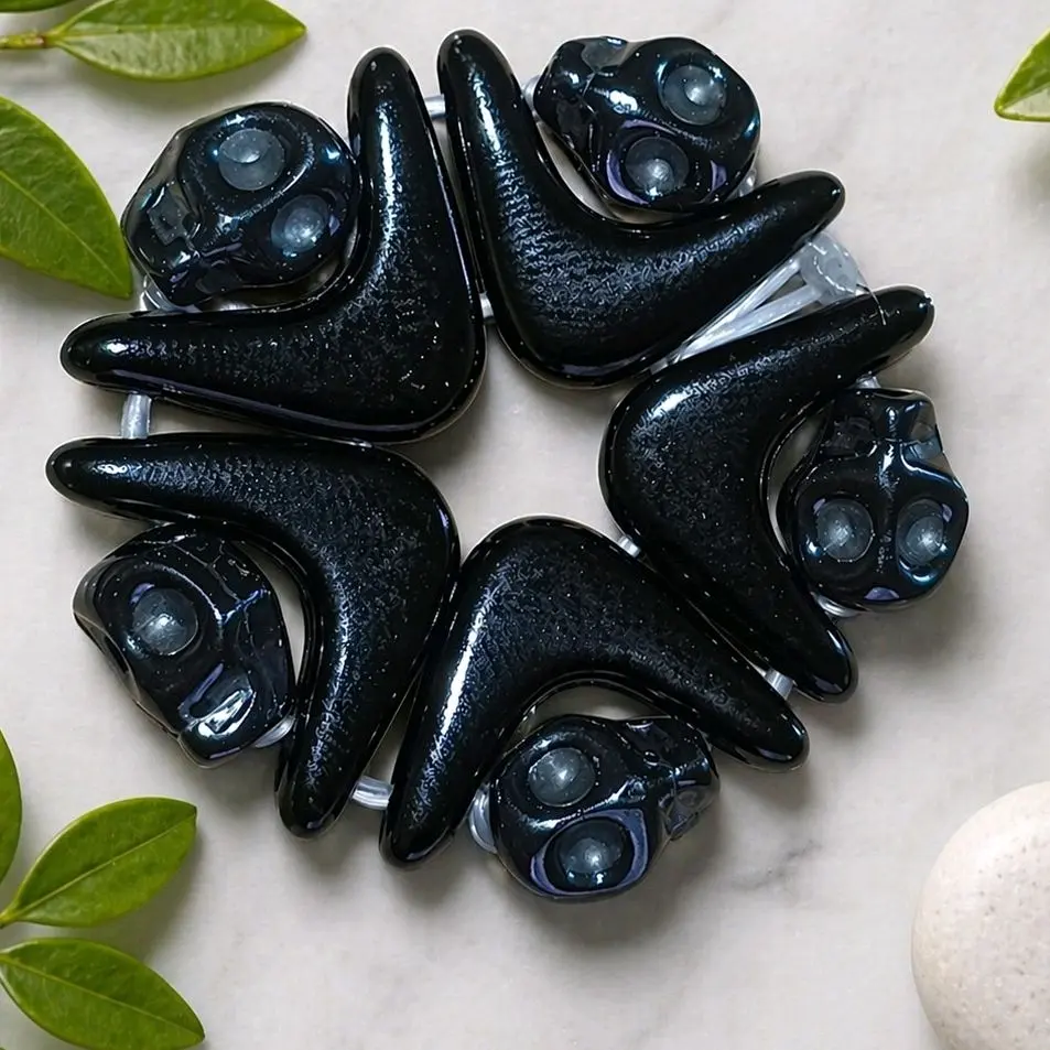 Hematite Skull & Agate Arrow Protection Amulet