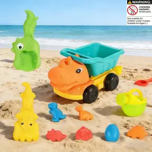 Beach Car Toy Set, 10-Piece Dinosaur Pattern, Summer Water Play, Sand Toys for Outdoor Beach Pool, Parent-Child Interaction Gift