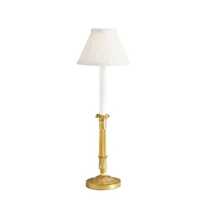 Old Paris Brass Candlestick Lamp with Shade