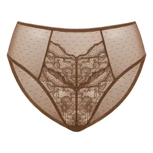 HSIA Enchante Floral Lace Sheer Mesh Back High-Rise Brief Matching Panty Underwear