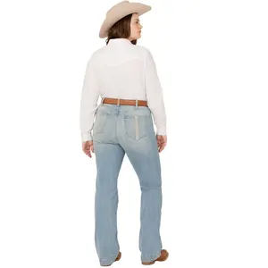 Ariat Women's Nia Light Wash Perfect Rise Slim Trouser Stretch Denim Jeans Plus - 10051836-Plus