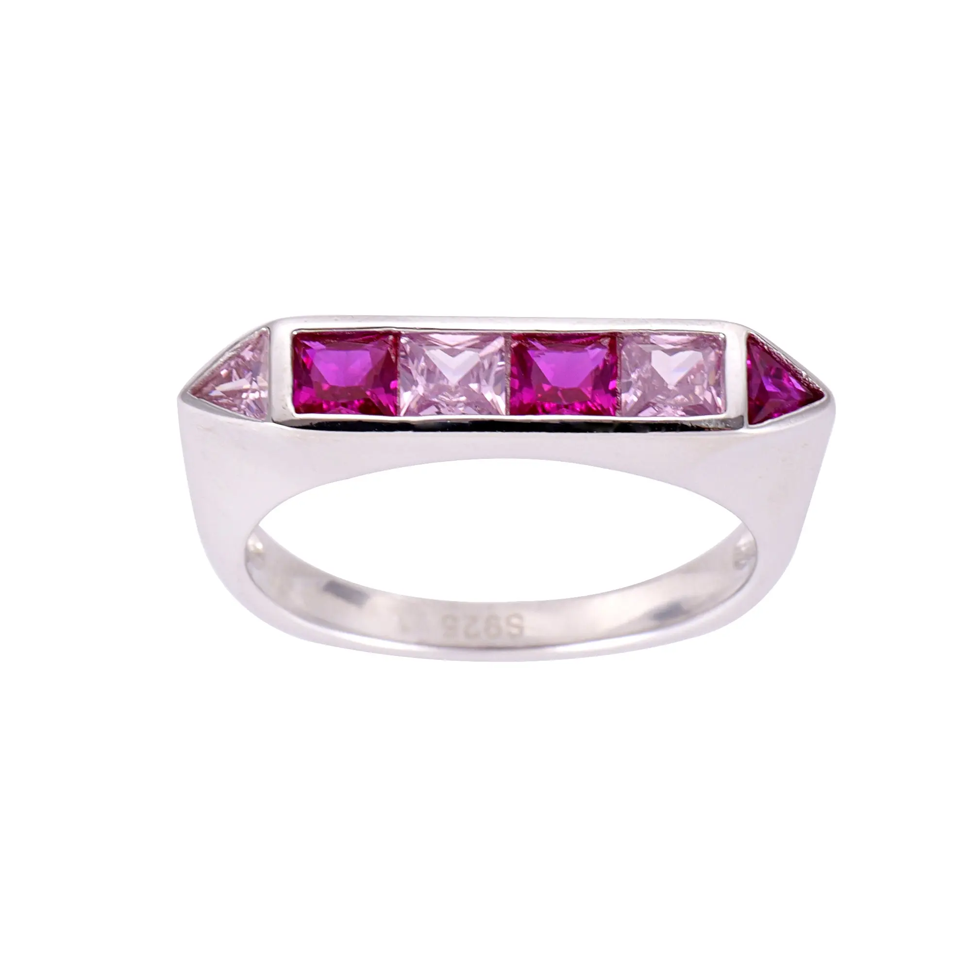 Pink Sapphire Art Deco Ring- Sterling Silver