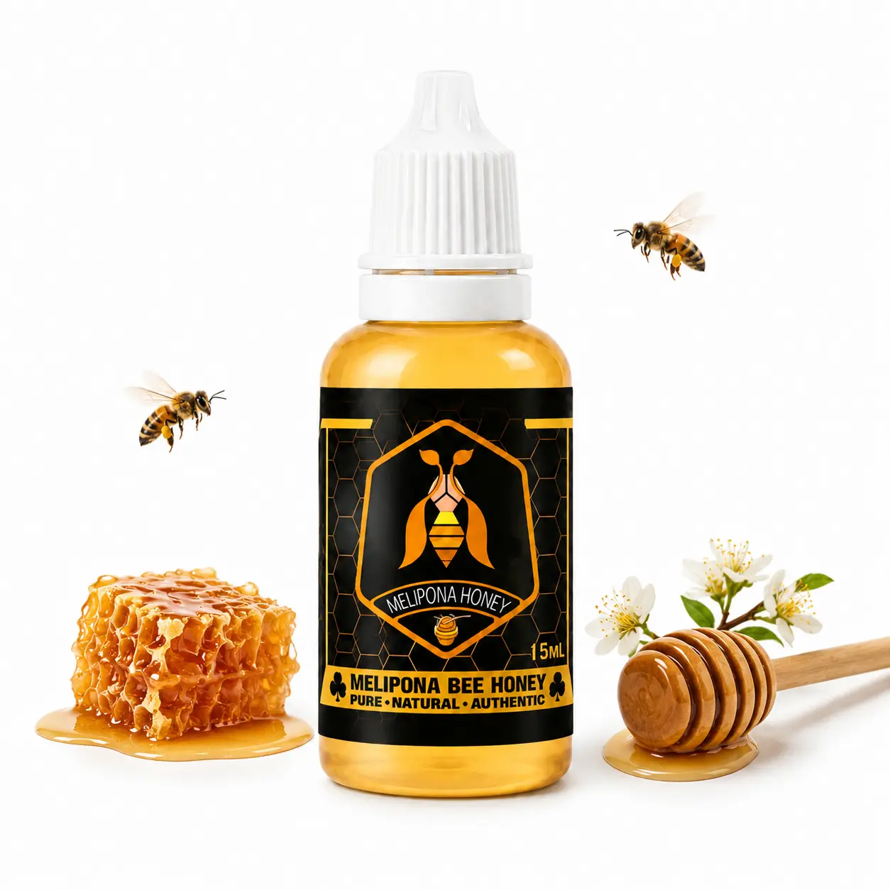 Melipona Honey, Jimerito Honey,Stingless Bee Honey, Meliponini Honey, Miel Melipona, Original, Authentic, Natural, Sweet Flavor, 15ML