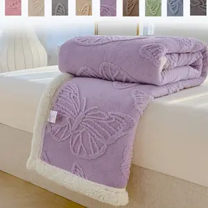 Ultra-Soft King Queen Size Tufted Blanket, 3D Butterfly Texture, Dual-Sided Fleece, Warm and Comfortable, Home Essential, Cozy Throw Blanket