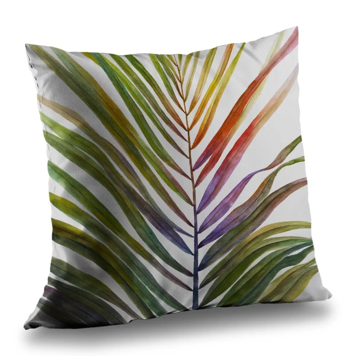 Begin Home Decor C1PT1414GX6TSH 14 x 14 in. Watercolor Tropical Palm Leave Throw Pillow - Orange Poly Twill