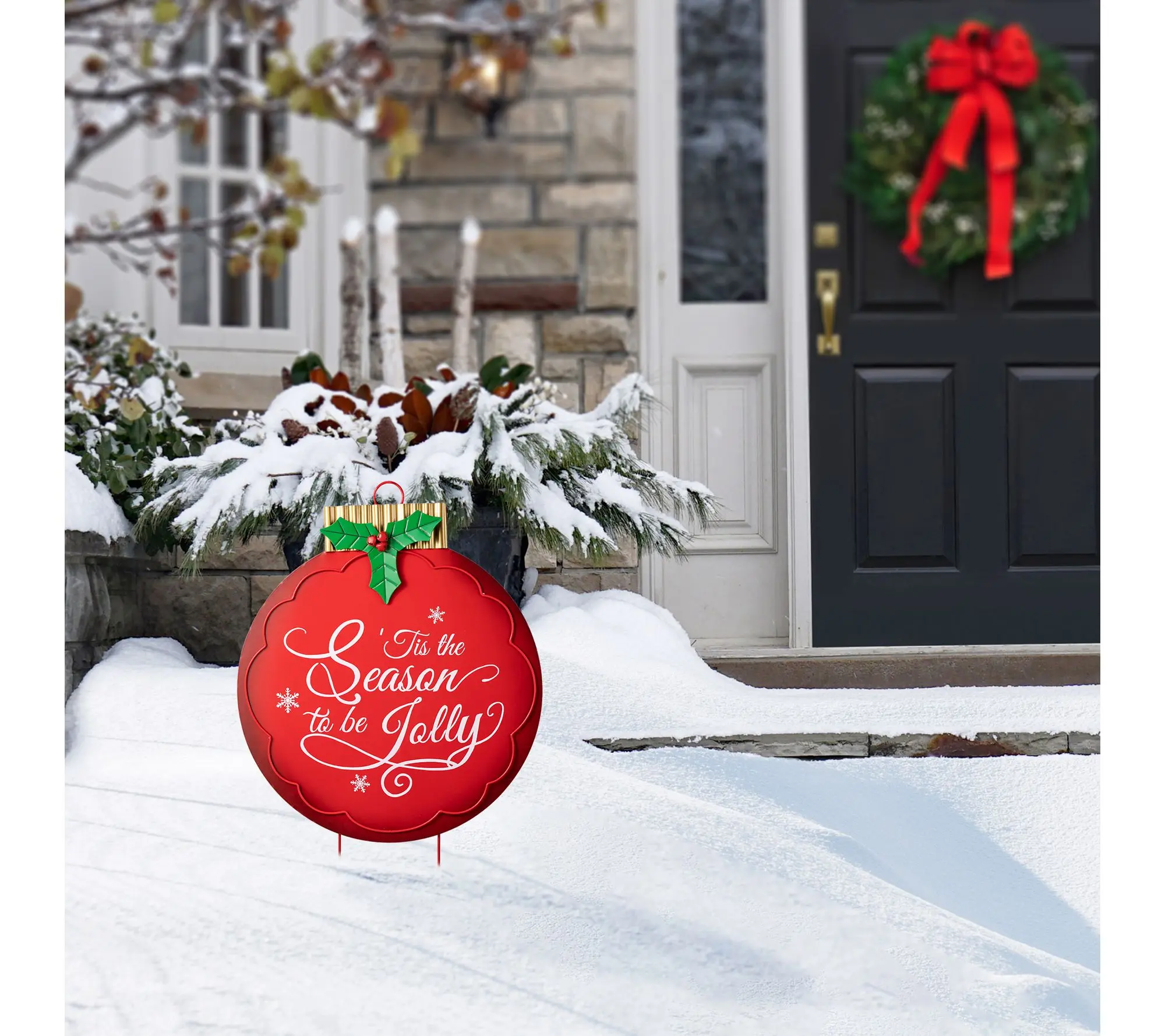 Glitzhome 32"H Large Metal Christmas Ornament Garden Stake