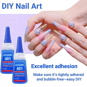 2-Pack Nail Glue, Fast-Drying, Waterproof, Strong Adhesive, Ideal for Manicure Stickers, False Nails, 20g, Nail Gem Glue, Perfect Gift for Women