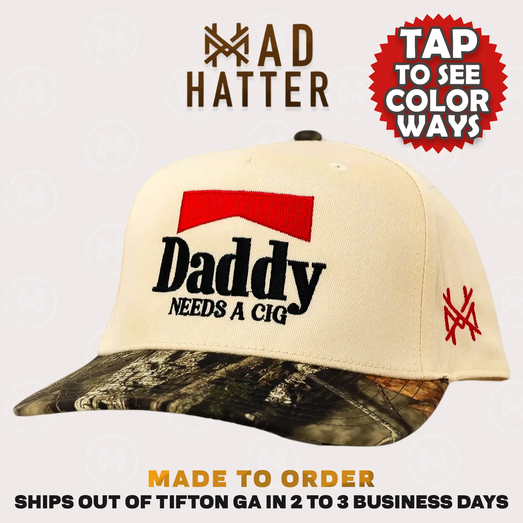 daddy needs a cigarette hat Daddy Needs A Cig Embroidered Trucker Hat Bold Graphic Adjustable Snapback