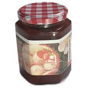 Lychee & Strawberry Jam - New and Bigger Jar with Red and White Checkered Lid Flavor Sweet and Savory Dip