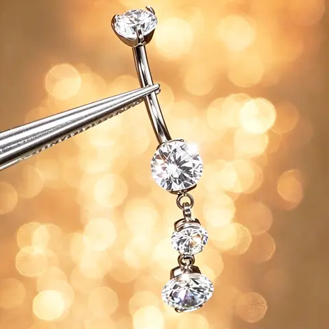 OUFER 14G G23 Durable Titanium Belly Button Piercing - Hypoallergenic, Internally Threaded, AAAAA+ Cubic Zirconia Dangle, Multi-Size (10cm,12cm,14cm,16mm), Vertical Labret Compatible Elegant Everyday Body Piercing Jewelry