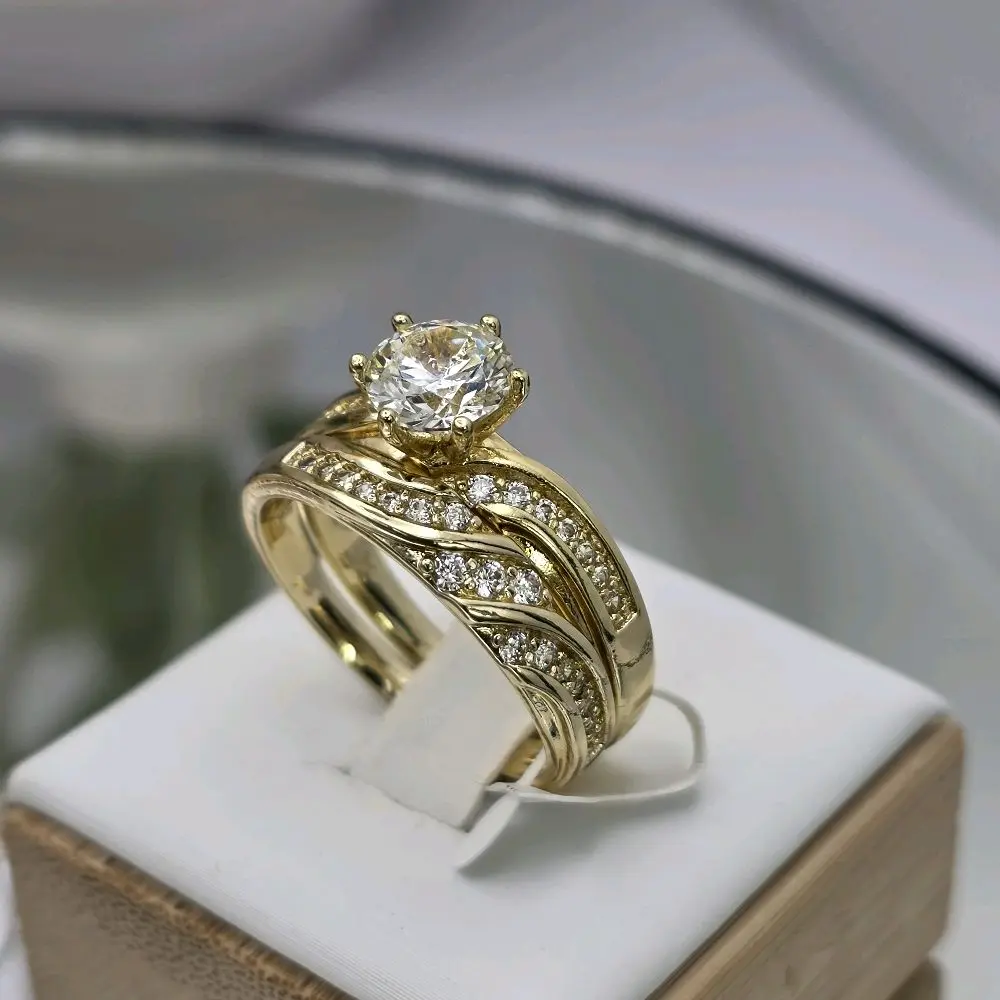 # 0284 14k Gold Plated High-Quality Diamond Wedding Ring