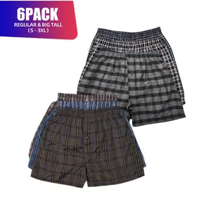 6 Pack Men's Boxer Shorts Random Mixed Color Pack Woven Relaxed Fit Boxers for Men Soft Breathable High quality Underwear with Elastic Waist Menswear