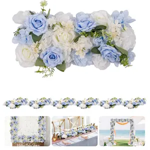 6Pcs Fabric Flower Wedding Arch Decor Kit - Includes 50 Ties, Artificial Greenery & Drape Backdrop Set for Ceremony, Photo Booth, Party