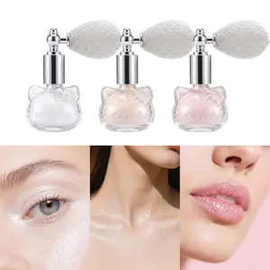 Cute Cat-Shaped Highlighter Spray, Long-Lasting Shimmer Glitter Powder, Waterproof Sparkly Highlighter for Face & Body, Smooth Easy Application Shiny Body Makeup, Perfect for Daily Wear, Party, Halloween and Festival Outfits
