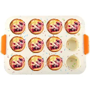 Muffin Pan, 12 Cups Cupcake Pan with Handles, Non Stick Muffin Tray Cupcake Baking Pan for Oven, for Baking Cupcakes, Egg Bites, Oven and Dishwasher