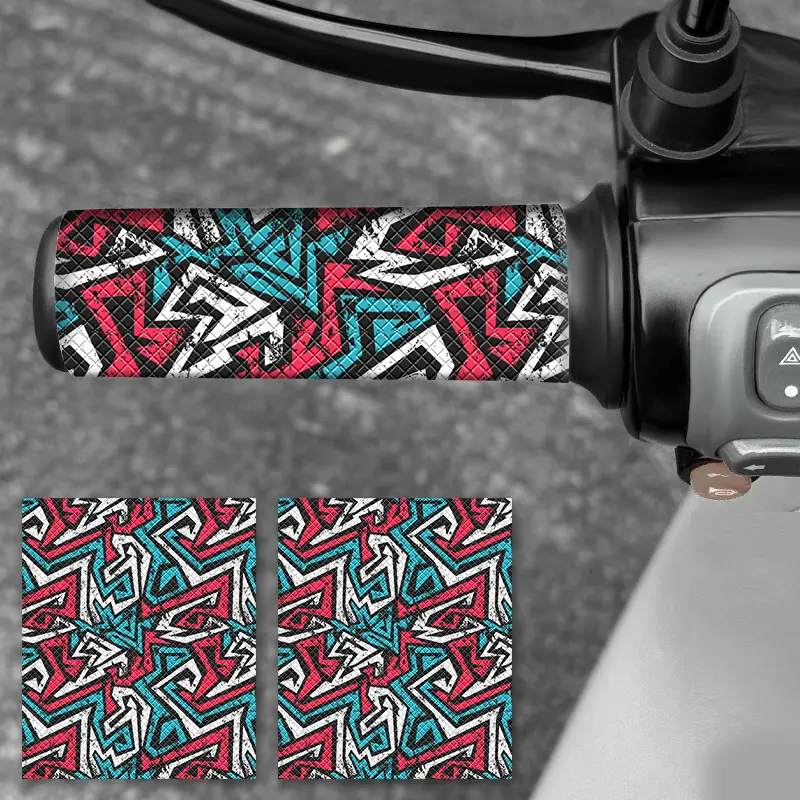 2PCS Graffiti Pattern Motorcycle Grip Stickers, Waterproof Anti-Slip Decals, Self-Adhesive Grip Decals for E-Bike Bicycle Modification Decoration, Perfect Gift for Riders