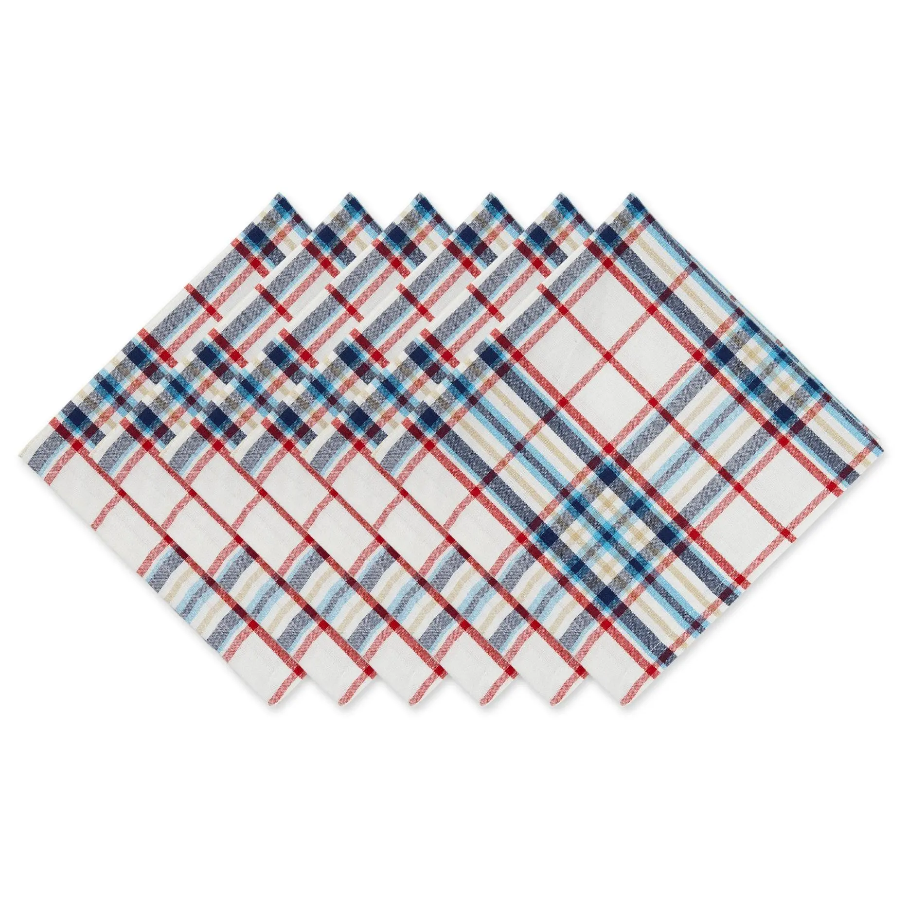 Design Imports Set of 6 Lighthouse Plaid Napkins