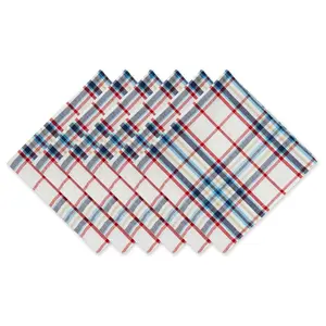 Design Imports Set of 6 Lighthouse Plaid Napkins