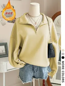 Women's Casual Long Sleeve Fitted Sweatshirt, Leopard Print, Zipper Neck Design, Street Style, Fall & Winter