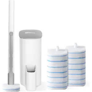 Disposable Toilet Brush - Toilet Bowl Cleaner, Toilet Cleaning Supplies, Toilet Brush with Holder, 14 Refills for Deep Cleaning and Hygienic Bathroom Maintenance