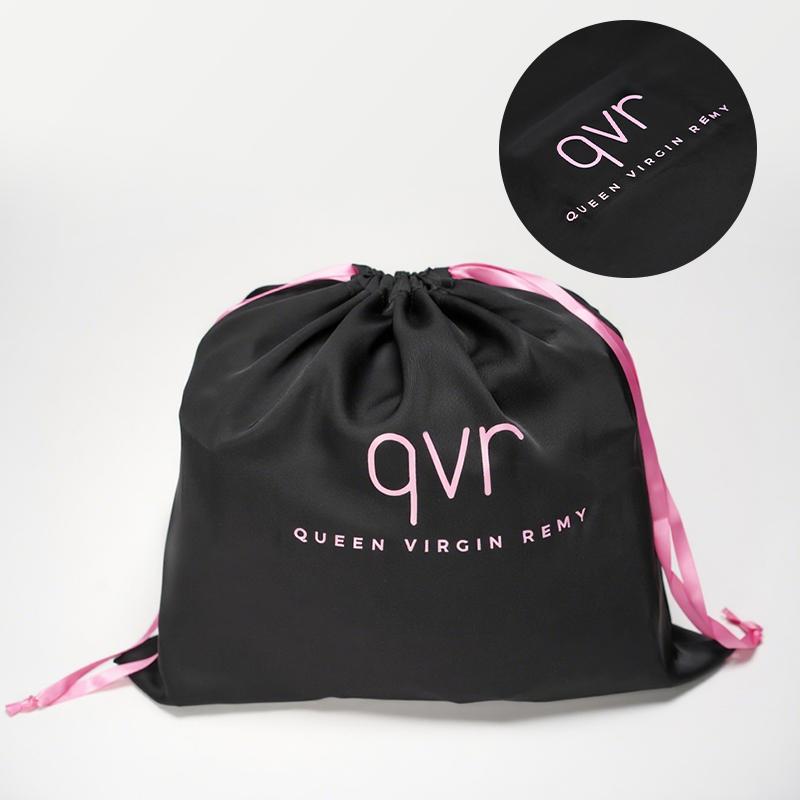 QVR Queen Virgin Remy Silk Packaging Bag with Drawstring and Toggle for Delicate Items Wigs