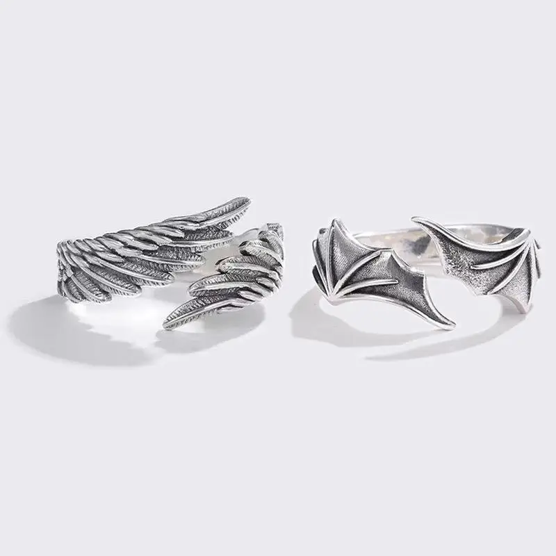 [New Product Offer] Angel Wings Devil Wings Simple Fashion Couple Ring Niche Trendy Personalized Birthday Gift