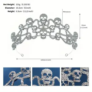 And New Exaggerated Crown Hair Accessories Costume Ball Horror Props Halloween Crystal Skull Crown Sword