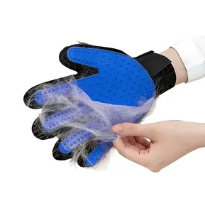 Pet Grooming Gloves — Soft, Five-Finger Design — Efficiently Removes Pet Hair — Suitable for Cats and Dogs — Set of Two Gloves — Valentine's Day Gift