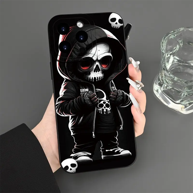 Halloween Horror Skull Design Case for Galaxy S25 Ultra iPhone 17 /Air/16 Pro/15 Pro/14/13 /12 Pro Max iphone 17 pro Black Shockproof iPhone Case Smart phone case, a gift  Stylish Unique Daily Use Case