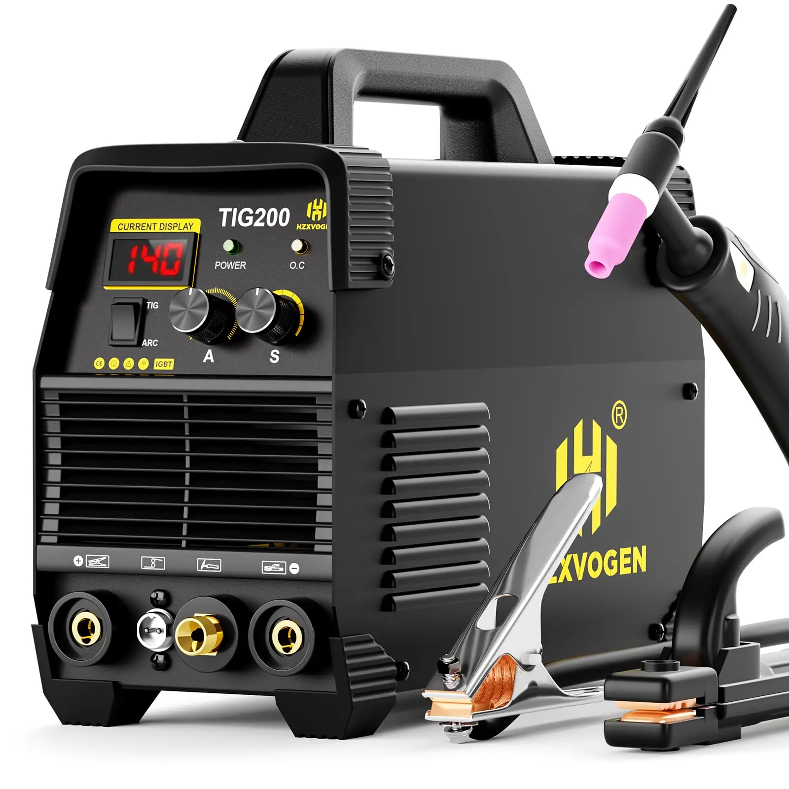 HZXVOGEN 200A TIG Welder, High Frequency Welder 110/220V TIG/MMA 2 IN 1 Welder Machine with Post Gas TIG Welding Machine TIG200