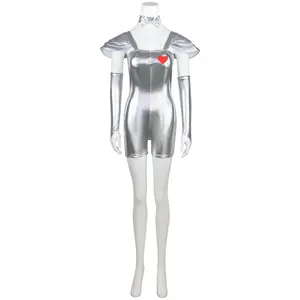 Tin Man Silver Jumpsuit Dress with Hat and Gloves for Women Movie Cosplay Costume