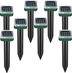 Solar Mole Repellent 8 Pack Gopher Repellent Solar Snake Repellent Ultrasonic Vole Gopher Repellent Sonic Waterproof Spikes Stakes for Garden Yard