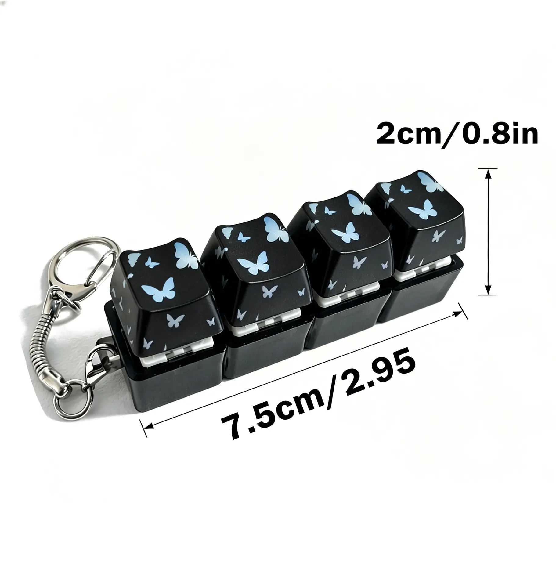 Mechanical Keyboard Stress Relief Toy - Black Acrylic Keys, ADHD Concentration-Boosting, LED Lights, Light-Up, Compact Portable, Multifunctional, Alleviates Anxiety, for Outdoor-Indoor Use