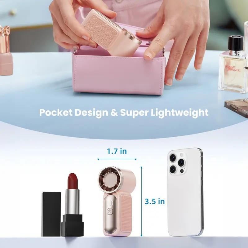 Stay Flawless & Cool  Vayu Mini Turbo Fan: 100 Speeds to Dry Makeup Fast & Relieve Hot Flashes. 3000mAh Quiet Power for Travel.