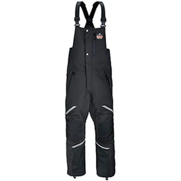 Ergodyne N-Ferno 6471 Men's Water-Repellent Thermal Overalls, Straight Leg Nylon Shell with Full-Length Zippers & Removable Knee Pads, Menswear, Sleeveless, Elastic, Foam, Pockets, Reflective, Snap, Straps