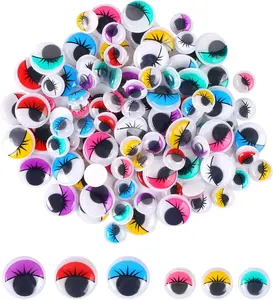 Googly Wiggle Eyes with Eyelashes, Plastic Self Adhesive Assorted Colors for DIY Arts Craft Sticker Eyes Scrapbooking Decorations 10mm and 15mm, 100 PCS
