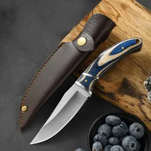 Stainless Steel Fruit Knife with Pouch, 1 Count Portable Knife with Colorful Wood Handle, Multipurpose Knife for Home Kitchen, Stainless Steel Knives, Kitchen Accessories