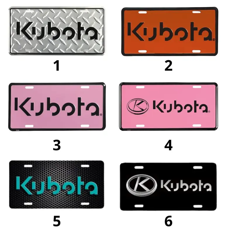 [Kubota, Farm Tractor, Mower, Skid Steer & Excavator Vibe] Kubota Farm Tractor Mower Skid Steer Excavator Aluminum License Plate, 12x6 Front Car Tag, Heavy Duty Farm Equipment Vehicle Vanity Decor