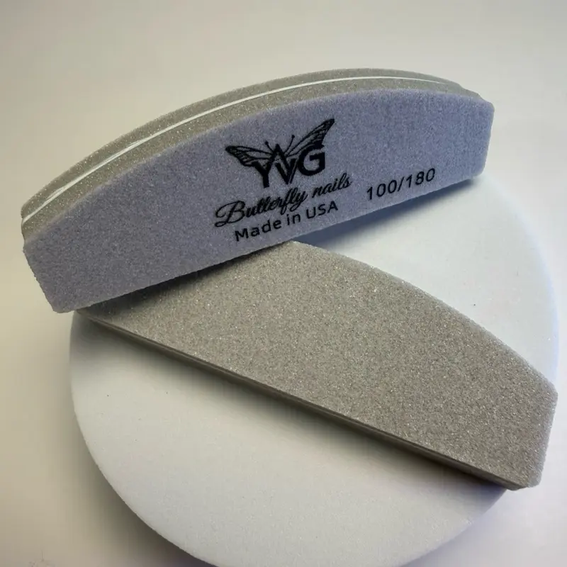 YVG Butterfly Nails  20 Buffer 100/180 -Made in USA - Professional Nail Care Tool for Smooth and Even Nail Surfaces