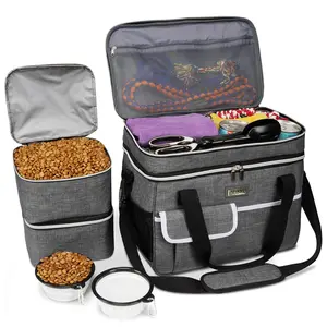 BAGLHER Airline-Approved Double-Layer Soft-Side Breathable Mesh Pet Travel Bag for Dogs & Cats – TSA Certified, Waterproof & Durable w/ Dual Food Containers, Foldable Silicone Bowls, Hands-Free Backpack/Shoulder Strap – Camping/Weekend Carrier